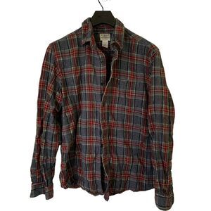 L.L. Bean Flannel Plaid button front shirt flannel traditional fit size large